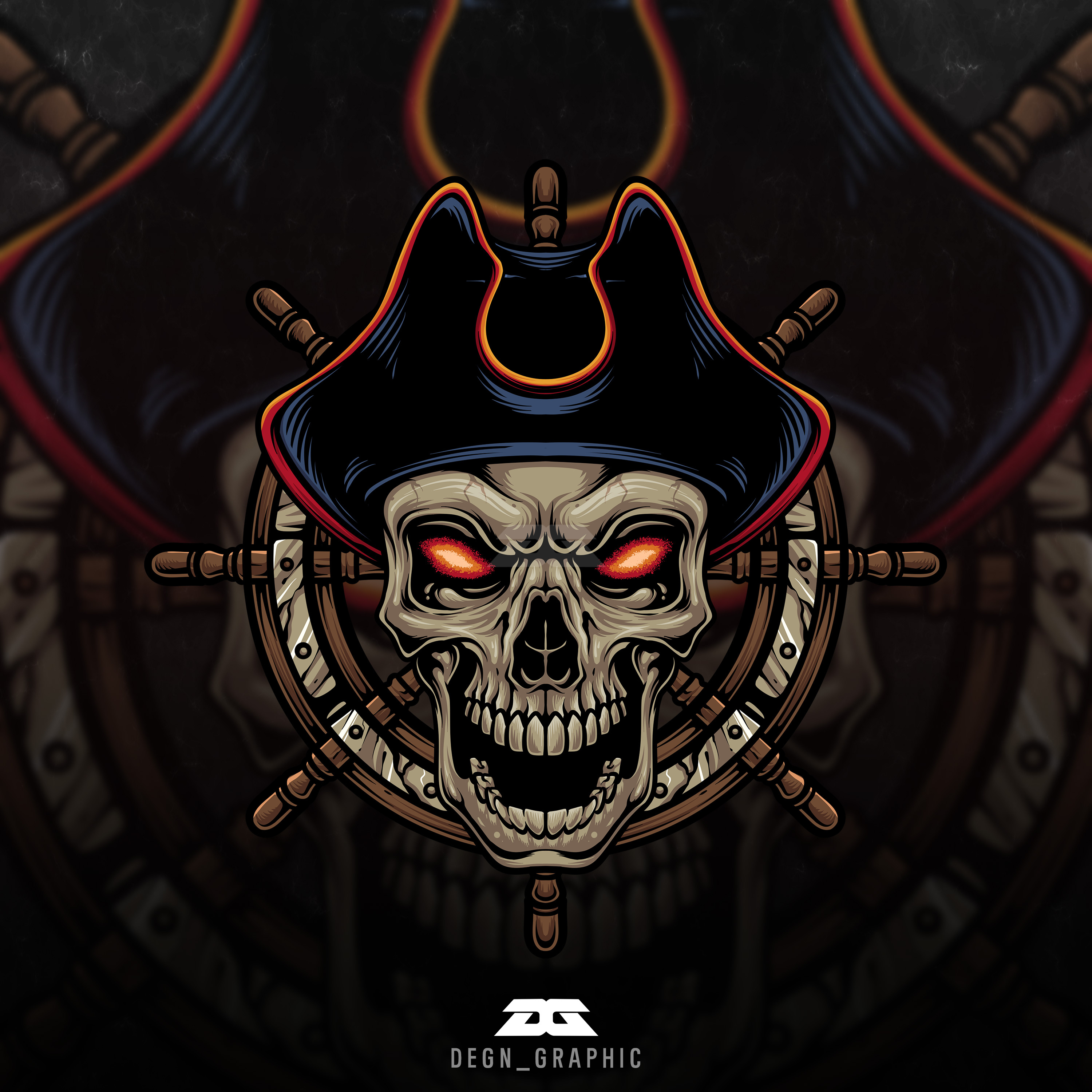 Captain Pirates Skull Logo Design by Degn Graphic on Dribbble