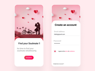 Love Maker App Sign Up love maker app sign up mobile signup mobile ui