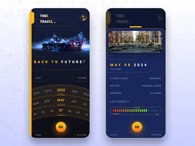 Time Travel App mobile ui time travel app