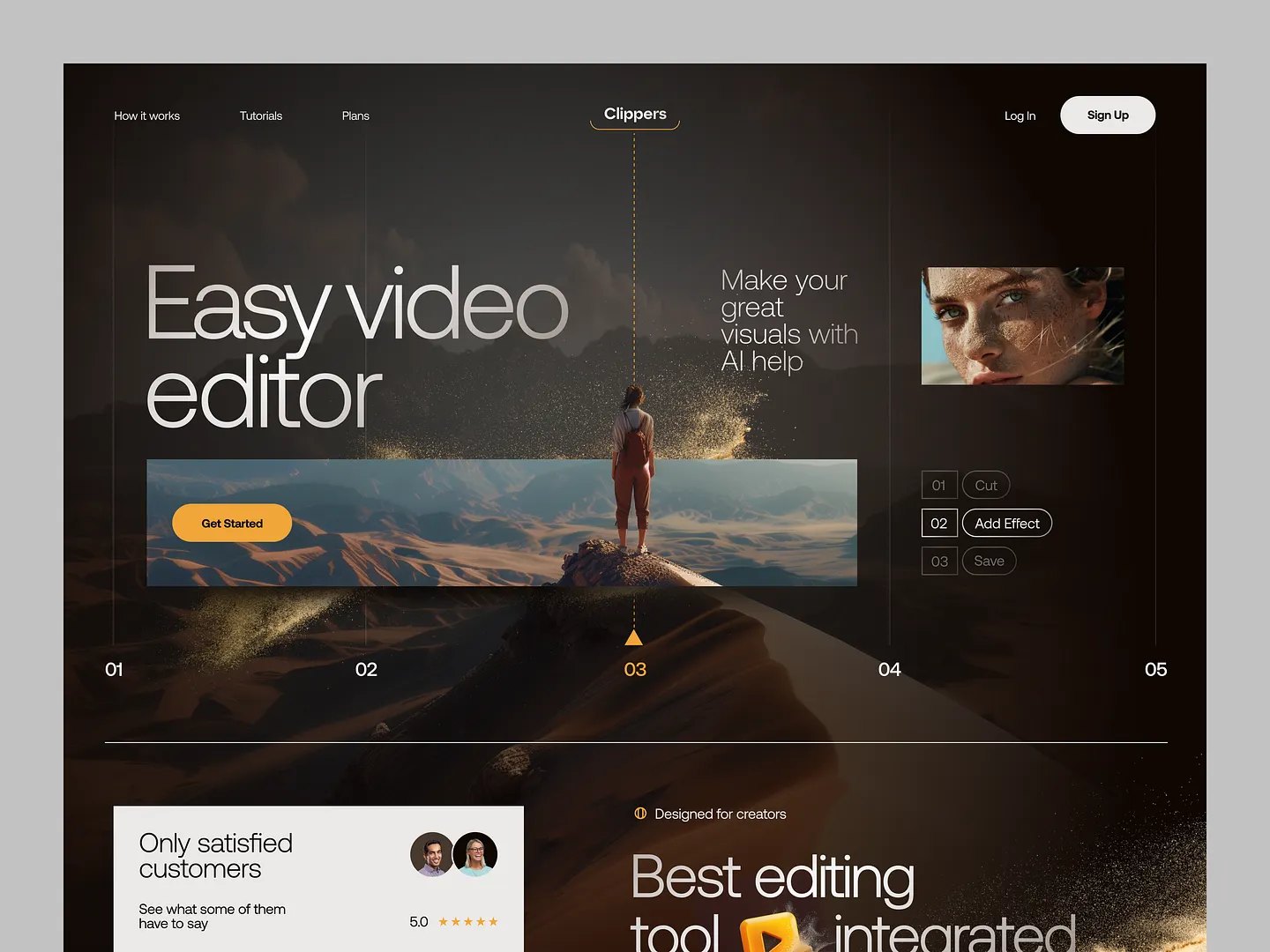 Innovative Content Creator Website Design for Video Editing