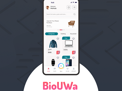 BioUWa - E commerce App Design 3d animation app design app like olx biouwa branding design design2024 ecommerce ecommerce design figma graphic design illustration logo mobile app design motion graphics olx selling apps ui web ui desing