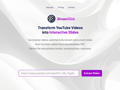 YouTube Videos into Interactive Slides ai branding design landing page lanin purple ui web youtube