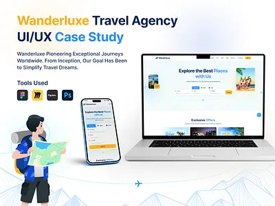 Wanderluxe Travel Agency UI/UX Case Study casestudy creativedesign designinspiration interactiondesign moderndesign prototype responsivedesign travel travelagency travelwebsite ui uidesign userexperience userinterface ux uxdesign visualdesign webapp webdesign wireframe