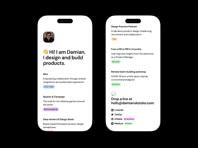 Website from Archives: DamianSkotzke.com branding iphone minimal mobile personal pill portfolio tag ui ux web design website