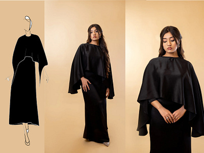 Black cape dress apparel design cape suit clothing clothing design fashion fashion design modest wear modesty women wear womens clothing