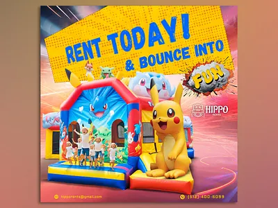 Pokemon Bounce House Rent banner branding creative ads creative post design google ads graphic design icon illustration illustrator logo photoshop social media banner social media post typography vector