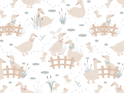 Geese- vector pattern design adobe illustration fabric design kids seamless design surface pattern design vector design