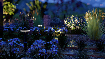 Night Garden Illumination 3d 3dmodel 3drender 3dwork animation design illustration