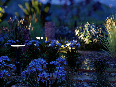 Night Garden Illumination 3d 3dmodel 3drender 3dwork animation design illustration