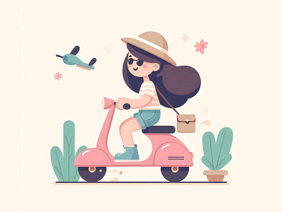Cute girl riding a bike animation app baby branding cute design graphic design illustration kids logo modern motion graphics print vector web