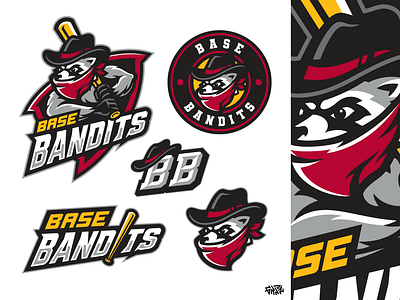 Racoon baseball Logo mascot done for BASE BANDITS bandit bandit logo bandits baseball baseball logo baseball racoon branding esport esportlogo gamer illustration logo mascot racoon racoon logo racoon mascot