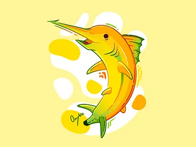 Banana Marlin - Bana Bunch #02 art bana bunch banana branding design fish graphic design illustration logo marlin nature sailfish spearfish swordfish vector yellow