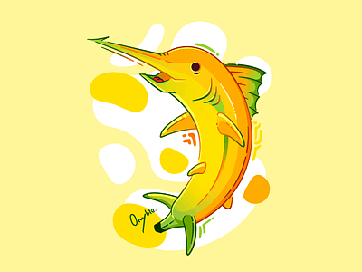 Banana Marlin - Bana Bunch #02 art bana bunch banana branding design fish graphic design illustration logo marlin nature sailfish spearfish swordfish vector yellow