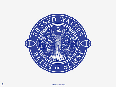 Blessed Waters / Baths of Serene afterlife baths blessed blue brand circle eden eternal eternity font ligatures logo paradise paradisian serif showcase type water