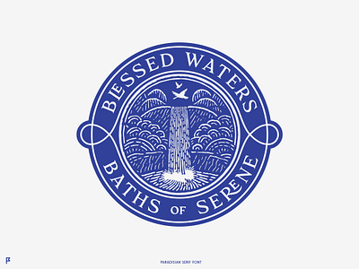 Blessed Waters / Baths of Serene afterlife baths blessed blue brand circle eden eternal eternity font ligatures logo paradise paradisian serif showcase type water