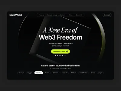 BlockWallet | Homepage 3d animation blockchain website branding cryptocurrency crypto design graphic design illustration logo minimal clean design motion graphics product design ui user experience ux