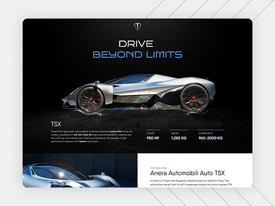 Arrera TSX Hypercar - UI/UX Design branding car design dark mode graphic design logo ui ux