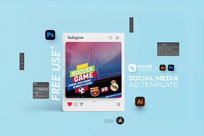 Soccer Game Instagram Post aam360 aam3sixty branding game soccer soccer ads soccer camp soccer poster template sport sports instagram post tournament