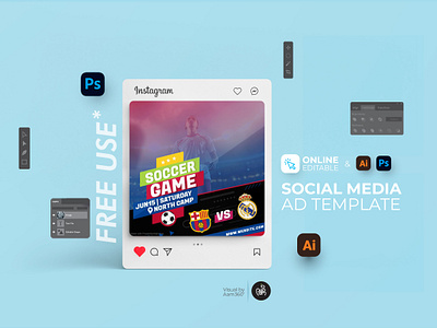 Soccer Game Instagram Post aam360 aam3sixty branding game soccer soccer ads soccer camp soccer poster template sport sports instagram post tournament