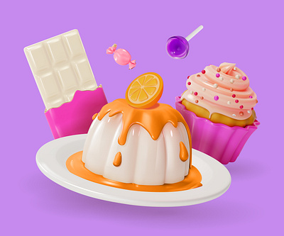 Cakes and jelly 3d blender cake candy cartoon cartoon character design graphic design illustration