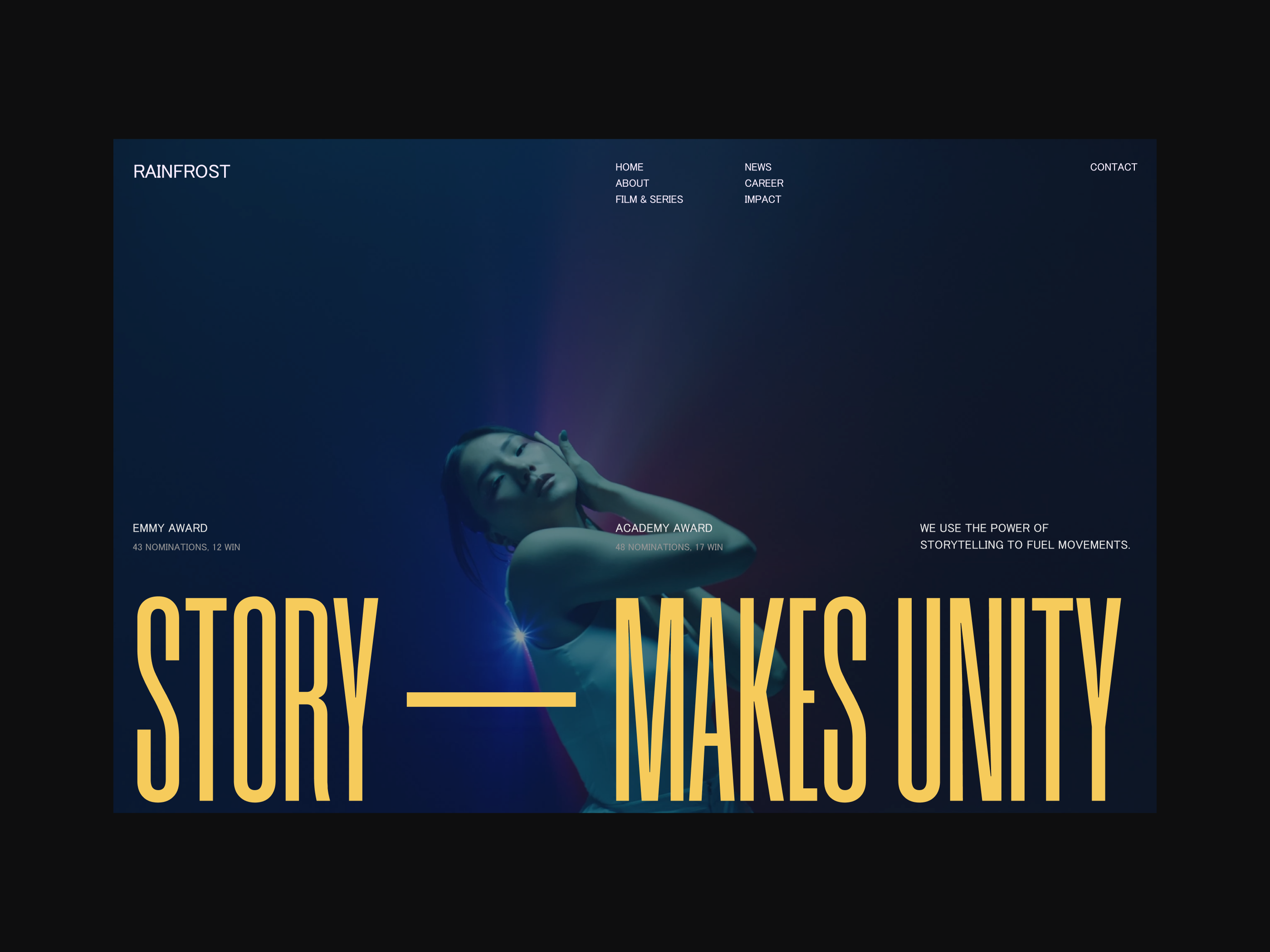 Rainfrost Film Production after effects animation art director branding creative design figma film graphic design grid inspiration layout minimal tv ui ui motion uiux userinterface video production webdesign