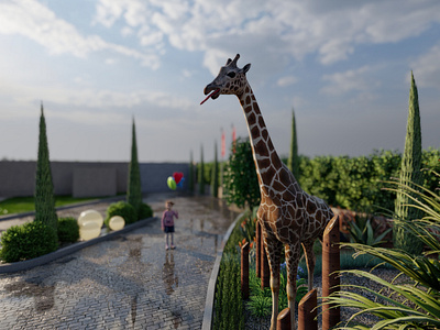 The Big Giraffe 3d 3dmodel 3drender 3dwork animation design graphic design illustration