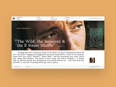 CTC#010 - The Wild, the Innocent & the E Street Shuffle design hero section ui webdesign