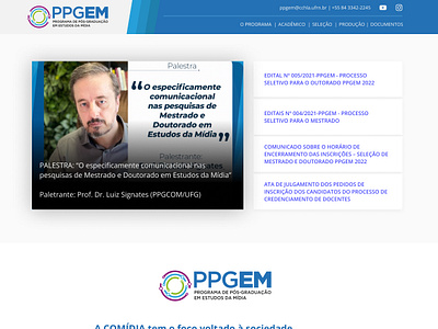 Redesign - Programa de Pós-graduação de Estudos da Mídia (PPGEM) blog news post ppgem ufrn ui ux website wordpress