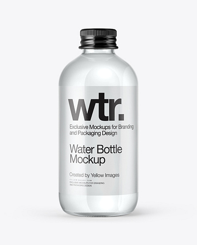 Free Download PSD Clear Glass Water Bottle Mockup branding mockup