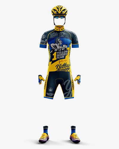 Free Download PSD Full Men's Cycling Kit Mockup - Front View free mockup template mockup designs