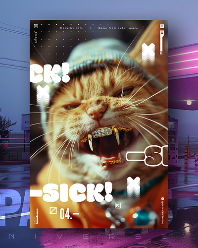 SICK! ai branding cat daliy design illustration poster print
