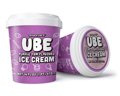 Ube Ice Cream Packaging cpg food packaging funky design graphic design hand lettering illustration packaging design