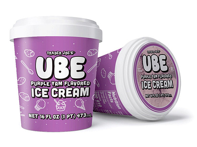 Ube Ice Cream Packaging cpg food packaging funky design graphic design hand lettering illustration packaging design