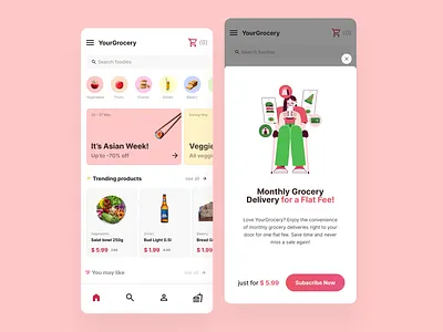 UX Writing Challenge – Day 4 cafe app daily ux writing dailyui dailyux delivery app design food app grocery app lidl mobile mockup pop up pop up message subscription ui uiux