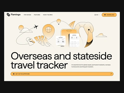 Travel Tracker Website Hero Section 2d illustration app landing page branding design graphic design hero illustration hero image hero section home page illustration interface landing page mobile app tourism traveling ui user experience ux web design website