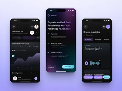Synapsia - AI Mobile App ai app app design application arounda design interface ios mobile mobile app mobile app design mobile ui product product design service startup ui ux web