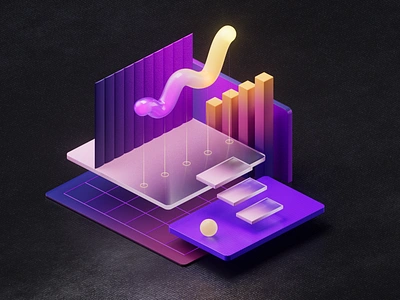 Huddle website illustration - 04 Growth 3d 3d illustration branding cinema 4d design illustration octane render ui