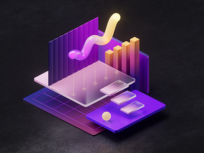 Huddle website illustration - 03 Growth 3d 3d illustration branding cinema 4d design illustration octane render ui