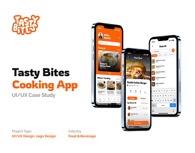 Tasty Bites - UI/UX Case Study appdesign brandidentity branding cookingapp graphic design logo mobiledesign tastybites ui uiux uiuxdesign ux webdesign