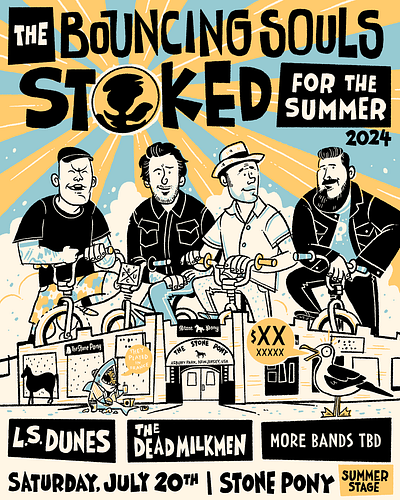 Bouncing Souls | Stoked for the Summer Poster caricature cartooning graphic design hand lettering illustration layout