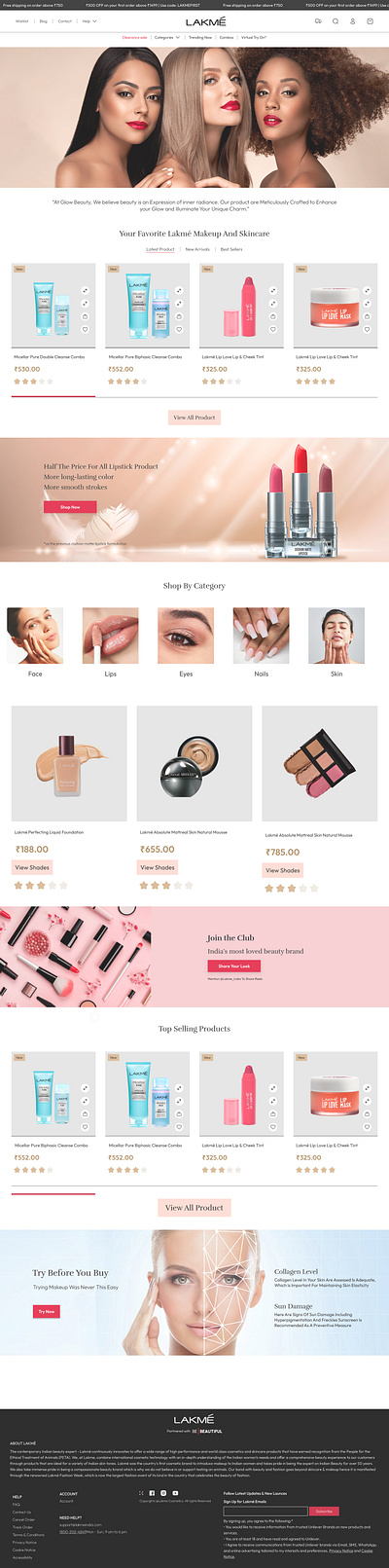 Lakme adobe branding cosmetic design figma lakme landingpage ui uiux websitedesign