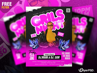 Girls Club Party Flyer PSD Template club flyer design flyer flyer psd free free flyer free psd girls party music party party flyer psd psd flyer