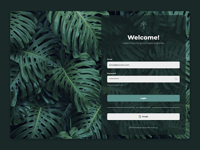 Tropical (Concept) design fill graphic graphic design green in log login page palm plant sign signin tropic ui ux web welcome