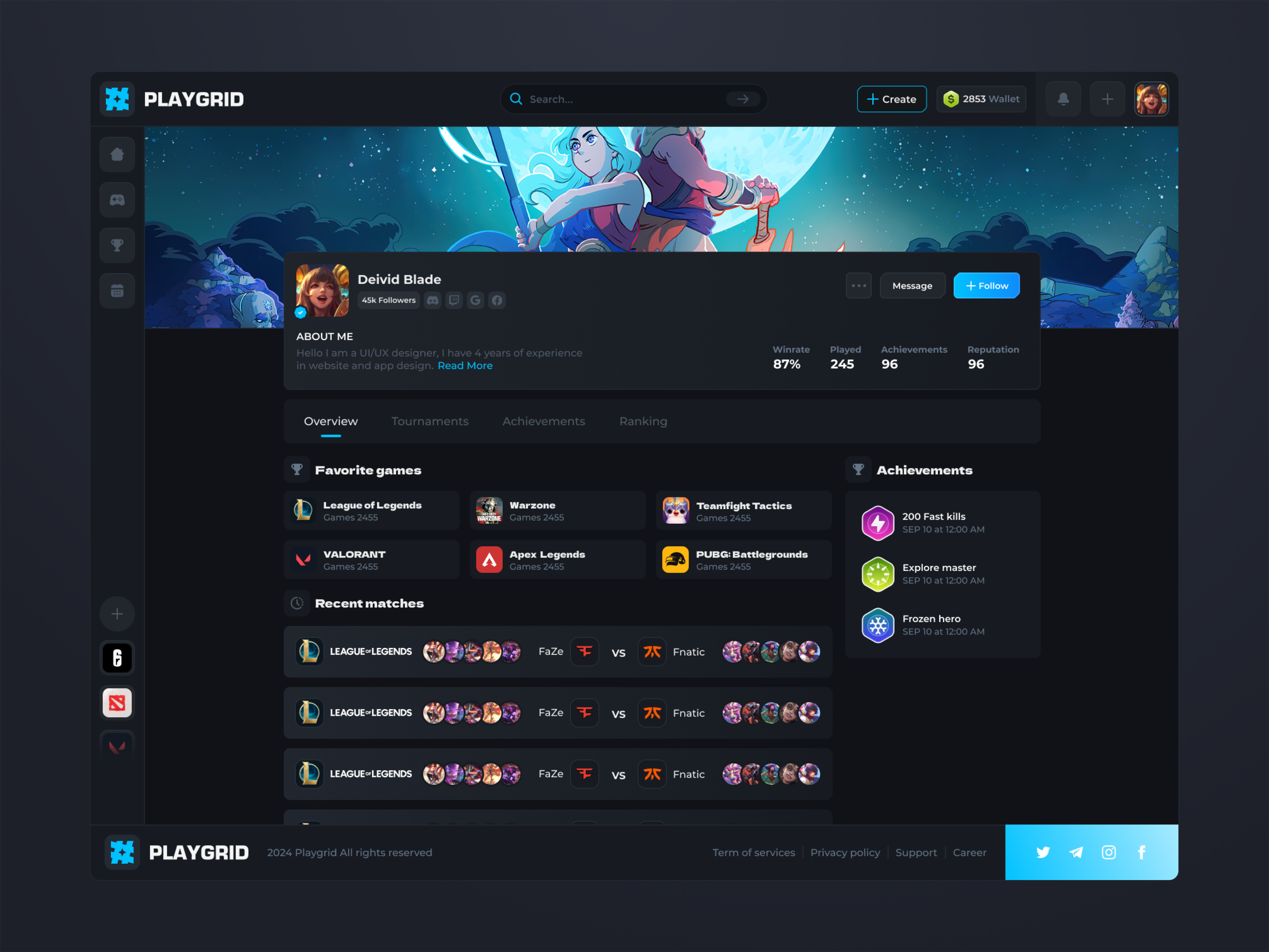Example of Gaming & Esports Platform UI Design