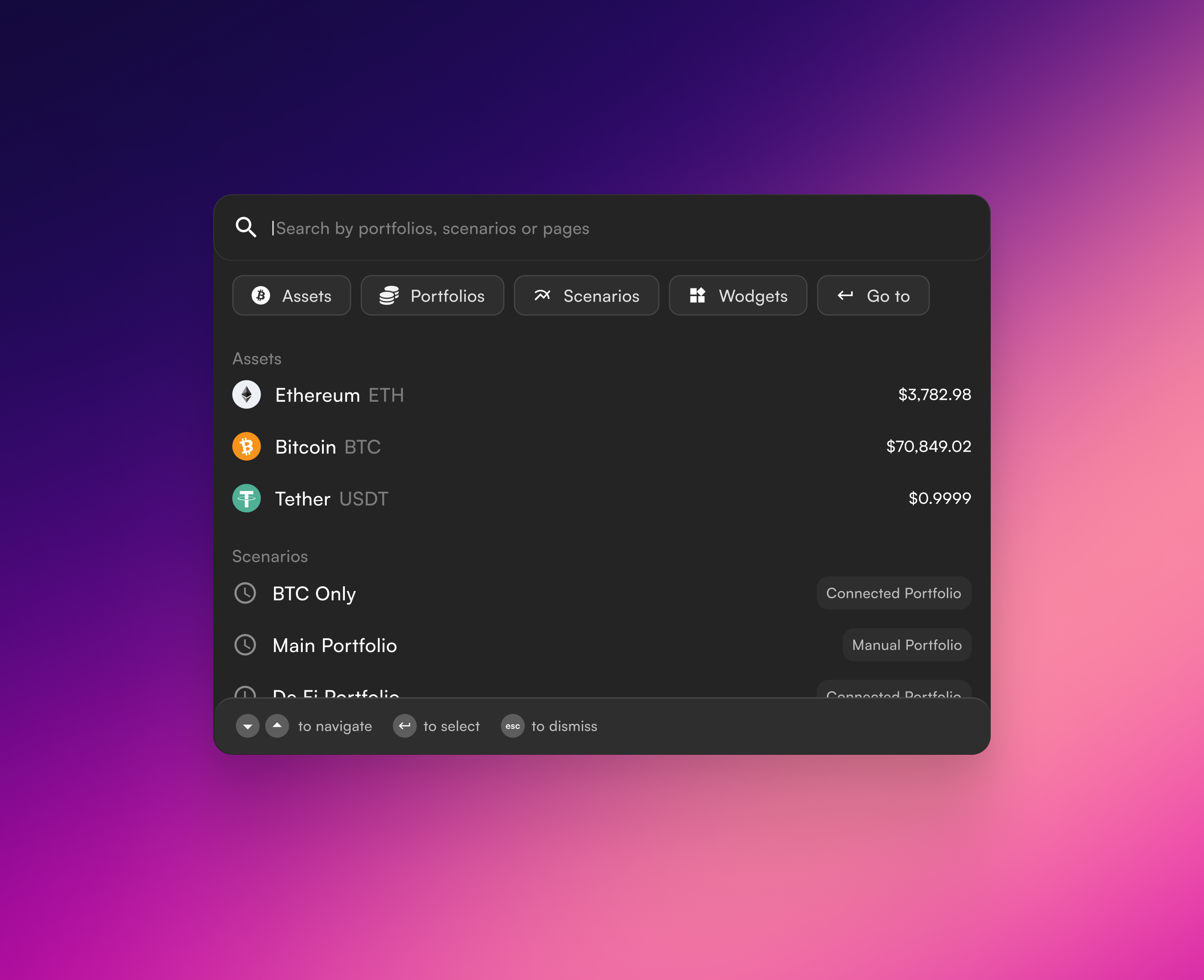 Global crypto search search ui ux