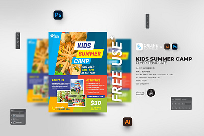 Kids Summer Flyer Template aam360 aam3sixty branding flyer template fun kids activities kids fun camp flyer kids holidays kids sports poster kids summer camp flyer template kids summer camp poster kids time pre school sport summer summer camp flyer summer camp poster summer fun day