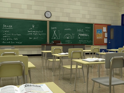 School: Classroom 3d background art blender