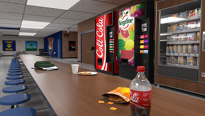 School: Cafeteria 3d background art blender