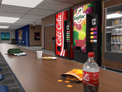 School: Cafeteria 3d background art blender