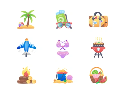 Travelling Icons adventure beach camping explore flat flat icon holiday icons nature summer summer holiday summer vacation tourism travel traveller travelling icons trip ui vacation vector